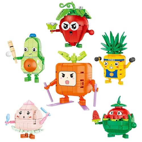 Tirff Obst Bausteine Bausatz, 6 Stile Erdbeeren, Ananas, Pfirsiche, Orangen, Avocados, Wassermelone Architektur Bausteine Modell, Konstruktionsspielzeug Set für Kinder Erwachsene von Tirff