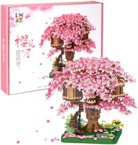 Tirff Sakura Baumhaus Baustein, 2028 Teile, Bauset Baumhaus, Sakura Botanical Collection Building Set für Erwachsene, nicht kompatibel mit Lgo von Tirff