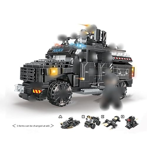 Tirff Technik Bausteine Auto, 436 Klemmbausteine MOC Explosionsgeschütztes gepanzertes Fahrzeug Military Car Bricks Modell, Technik Auto mit Minifiguren, SWAT Fahrzeug Kompatibel mit Lgo von Tirff