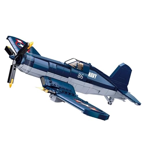 Tirff Technik Kämpfer Bausteine Sets, 550 klemmbausteine F4U-1 Jäger Modellbausatz, MOC Flugzeug Spielzeug für Erwachsene und Jungen, Konstruktionsspielzeug Kompatibel mit Lgo von Tirff