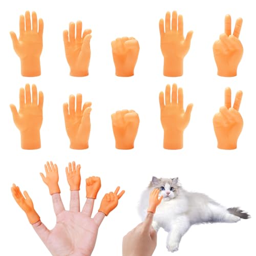 12 Stück Kleine Hände, Mini Hände Gummihand für Finger Tiny Hands Fingerpuppen Lustige Minihände Linke und Rechte Hand für Katzen, Haustiere, Halloween, Streichspielzeug, Spiele, Party, Magie, Kinder von Tiryns