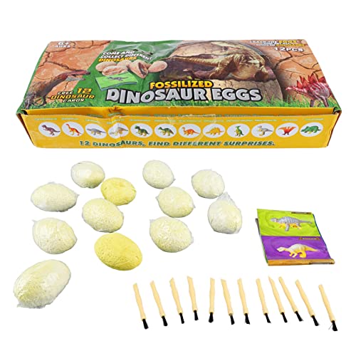 12 Einzigartige Eier Dinosaurier Spielzeug, Dinosaurier Ei Ausgrabungsset, Ostern Dig Dutzend Dino Ei Kit für Kinder, Jumbo Egg Unearth Dinosaurs Digging Lernspielzeug von Tissting