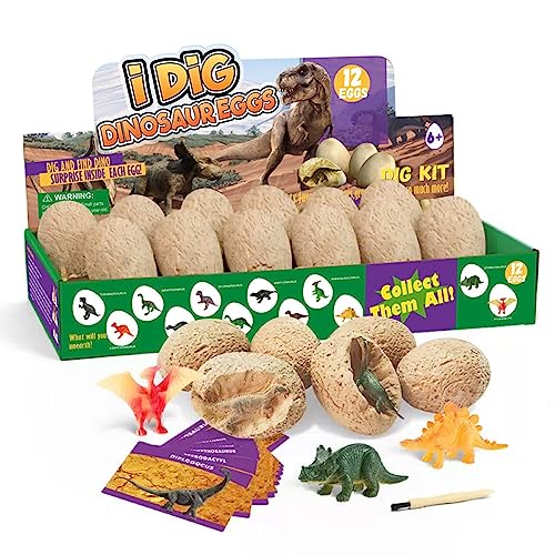 12 Einzigartige Eier Dinosaurier Spielzeug, Dinosaurier Ei Ausgrabungsset, Ostern Dig Dutzend Dino Ei Kit für Kinder, Jumbo Ei Ausgraben Dinosaurier Graben Lernspielzeug(2#) von Tissting