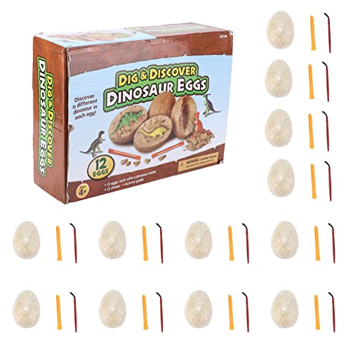 12 Pack Dinosaurier Eier Grab Kit 3 Jahre alt Plus Dino -Eier Ausgrabungs Kit Ostern Eier Graben Spielzeug für Osterfeier Favorkorb Stuffers Stuffers von Tissting