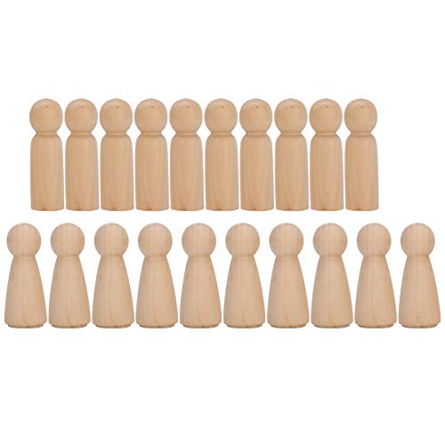 20 Stück Unfertige Holzpuppen 2 Zoll Weibliche Puppen 2,5 Zoll Männliche Puppen Hölzerne Menschen Figuren Holzformen Figuren Puppe Körper zum Bemalen DIY von Tissting