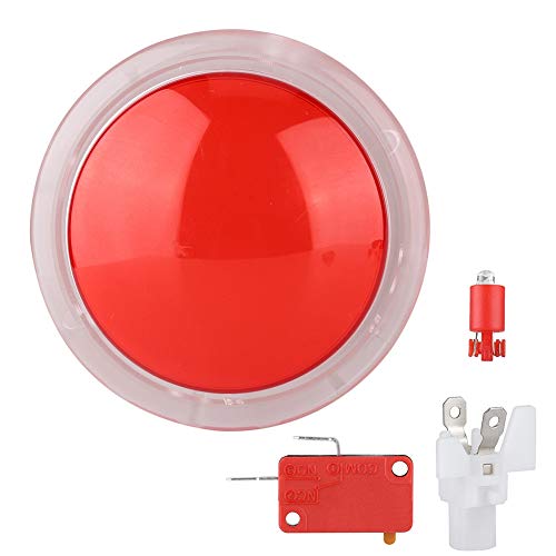 Tissting 100mm Spiel LED Lichttaste, 12 V große Kuppel, konvexer LED beleuchteter Druckknopf mit Mikroschalter für areadess Maschinen Videospielteile (Rot) von Tissting