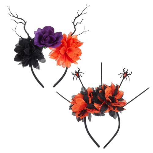 Tissting 2 Stück Halloween Blumen Haarband, künstliche Blumenkrone, Haarspange, Simulationsblumen, Stirnband, Party Kopfbedeckung, Foto Requisite für Frauen und Mädchen von Tissting