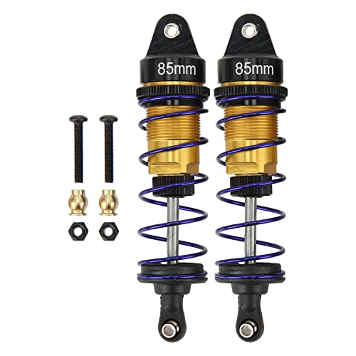 Tissting 2 Stück RC Stoßdämpfer, 85mm/3,3 Zoll Aluminium Legierung RC Car Feder Dämpfer Öl Druck Einstellbar Zusammengebaut RC Dämpfer Set für 1/10 RC Auto(Gold) von Tissting