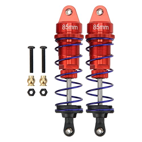 2 Stück RC Stoßdämpfer, 85mm/3,3 Zoll Aluminium Legierung RC Car Feder Dämpfer Öl Druck Einstellbar Zusammengebaut RC Dämpfer Set für 1/10 RC Auto(Rot) von Tissting