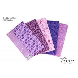 Tissu de Marie Fat Quarter Stoff Baumwolle Amethyst 50x57cm - 5 Stk von Tissu de Marie