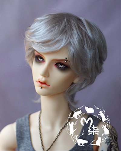 Tita-Doremi Ball-Jointed Doll BJD Perücke Puppen Haarteil Für 1/4 7-8 Inch 18-19cm SD MSD DZ DOD LUTS Dollfie Silvery Gray Mohair Doll Toy Head Perücke Hair (Perücke Nur,Keine Puppe) von Tita-Doremi