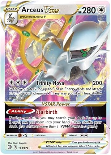 Arceus VSTAR 123/172 seltene VSTAR Pokemon Karte (SWSH Brilliant Stars) + 1x TitanCards® Toploader von Titan Cards