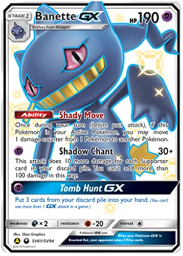 Banette GX SV61/SV94 Ultra Rare Pokemon Karte (Hidden Fates) + TitanCards® Toploader von Titan Cards