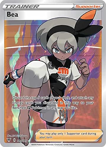 Bea 180/185 Full Art Ultra Rare Pokemon Card (SWSH04 Vivid Voltage) + TitanCards® Toploader von Titan Cards