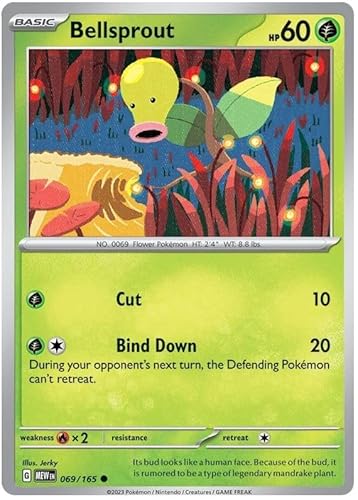 Bellsprout 069/165 Common Pokemon Karte (Pokemon SV 151) + 1x TitanCards® Toploader von Titan Cards