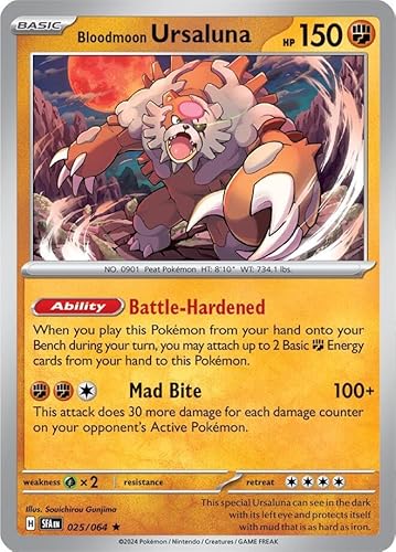 Bloodmoon Ursaluna 025/063 Seltene Pokemon-Karte (SV Shrouded Fable) von Titan Cards