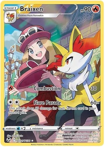 Braixen TG01/TG30 Pokemon Karte (Silver Tempest Trainer Gallery) + TitanCards® Toploader von Titan Cards