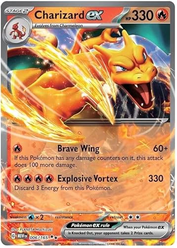 Charizard ex 006/165 Double Rare Pokemon Karte (Pokemon SV 151) + 1x TitanCards® Toploader von Titan Cards