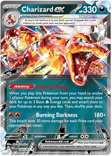 Charizard ex 054/091 Double Rare Pokemon Karte (SV 4.5 Paldean Fates) + 1x TitanCards® Toploader von Titan Cards