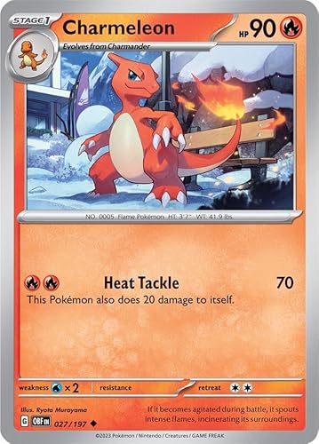 Charmeleon 027/197 Uncommon Pokemon Karte (SV Obsidian Flames) + 1x TitanCards® Toploader von Titan Cards