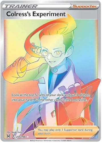 Colress's Experiment 205/196 Seltene Regenbogen-Pokemon-Karte (Schwert & Schild Lost Origin) + 1x TitanCards® Toploader von Titan Cards