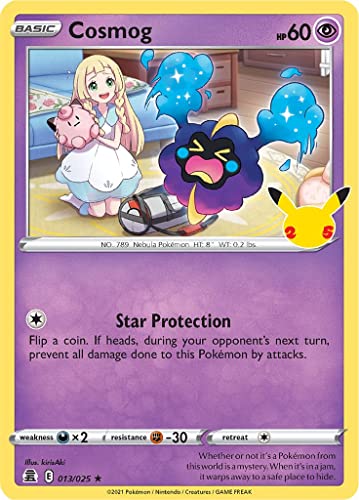 Cosmog 013/025 Seltene Pokemon-Karte (Celebrations 25th Anniversary) + TitanCards® Toploader von Titan Cards