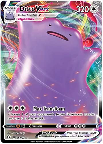 Ditto VMAX 051/072 Seltene VMAX Pokemon Karte (Shining Fates) + TitanCards® Toploader von Titan Cards