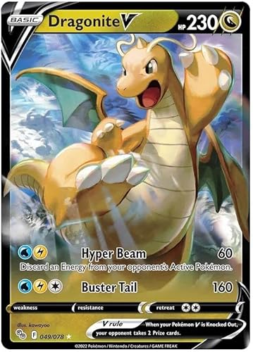 Dragonite V 049/078 Ultra-Rare seltene Pokemon-Karte (Pokemon GO Special TCG Set) + 1x TitanCards® Toploader von Titan Cards