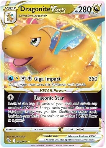 Dragonite VSTAR 050/078 Seltene VSTAR Pokemon Karte (Pokemon GO Special TCG Set) + 1x TitanCards® Toploader von Titan Cards