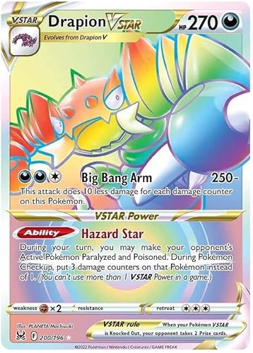 Drapion VSTAR 200/196 seltene Regenbogen-Pokemon-Karte (Schwert & Schild Lost Origin) + 1x TitanCards® Toploader von Titan Cards