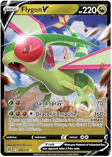 Flygon V 106/172 Ultra Rare Pokemon Karte (SWSH Brilliant Stars) + 1x TitanCards® Toploader von Titan Cards