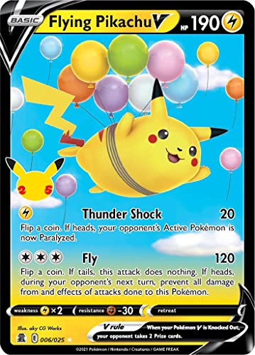 Flying Pikachu V 006/025 Ultra-Rare Pokemon Karte (Celebrations 25th Anniversary) + TitanCards® Toploader von Titan Cards