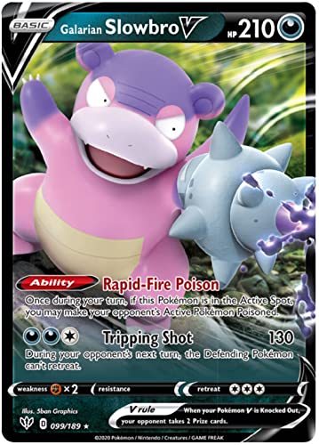 Galarian Slowbro V 099/189 Ultra Rare Pokemon Karte (Darkness Ablaze) + TitanCards® Toploader von Titan Cards