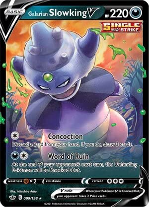 Galarian Slowking V 099/198 Ultra Rare Pokemon Karte (SWSH Chilling Reign) + TitanCards® Toploader von Titan Cards