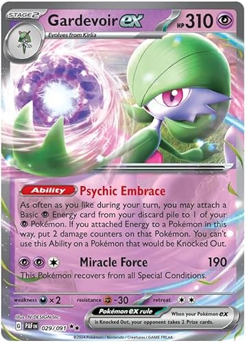 Gardevoir ex 029/091 Double Rare Pokemon Karte (SV 4.5 Paldean Fates) + 1x TitanCards® Toploader von Titan Cards