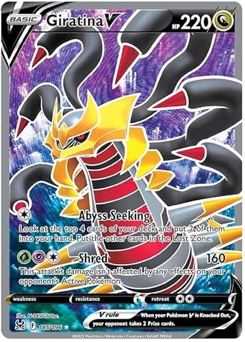 Giratina V 185/196 Seltene Ultra Pokemon Karte (Schwert & Schild Lost Origin) + 1x TitanCards® Toploader von Titan Cards