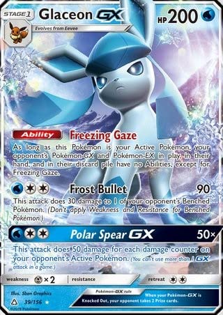 Titan Cards Glaceon GX 39/156 Fast Mint Pokemon Sammelkarte (Ultra Prism) + Toploader (1 Stück) von Titan Cards