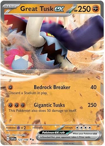 Great Tusk ex 123/198 Rare Doppel-Pokemon-Karte (Scharlachrot & Violet Base) + TitanCards® Toploader von Titan Cards