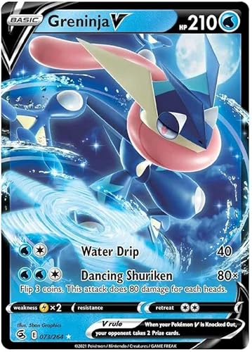 Greninja V 073/264 Ultra-Rare Rare Pokemon Karte (SWSH Fusion Strike) + TitanCards® Toploader von Titan Cards