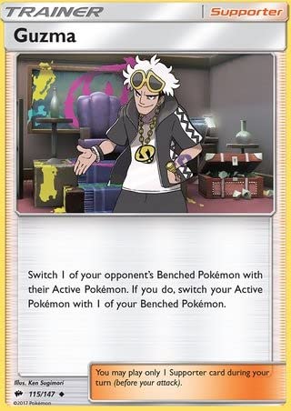 Guzma 115/147 Uncommon Reverse Holo Pokemon Karte (Burning Shadows) + TitanCards® Toploader von Titan Cards