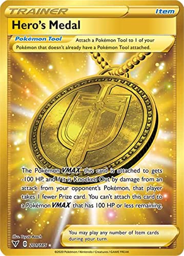 Hero's Medal 201/185 Secret Rare Pokemon Karte (SWSH04 Vivid Voltage) + TitanCards® Toploader von Titan Cards