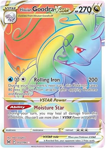 Hisuian Goodra VSTAR 202/196 Seltene Regenbogen-Pokemon-Karte (Schwert & Schild Lost Origin) + 1x TitanCards® Toploader von Titan Cards