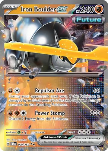 Iron Boulder ex 099/162 Double Rare Pokemon Card (SV Temporal Forces) + 1x TitanCards® Toploader von Titan Cards