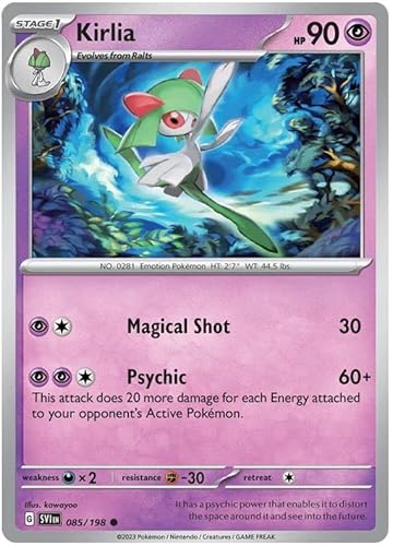 Kirlia 085/198 Gemeinsame Pokemon-Karte (Scharlachrot & Violet Base) + TitanCards® Toploader von Titan Cards