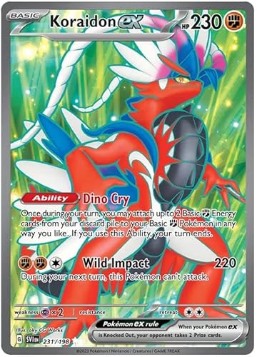 Koraidon ex 231/198 Ultra Rare Doppel-Pokemon-Karte (Scharlachrot & Violette Basis) + 1 x TitanCards® Toploader von Titan Cards