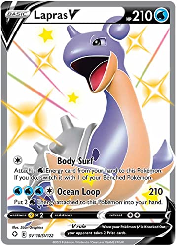 Lapras V SV110/SV122 Glänzend Seltene Pokemon Karte (Shining Fates) + TitanCards® Toploader von Titan Cards