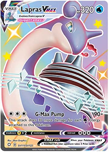 Lapras VMAX SV111/SV122 Glänzend Seltene Pokemon Karte (Shining Fates) + TitanCards® Toploader von Titan Cards