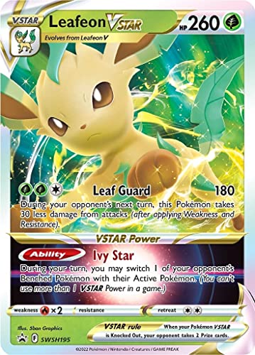 Leafeon VSTAR SWSH195 Pokemon Promokarte (Schwert & Schild Promo-Serie) + TitanCards Toploader von Titan Cards