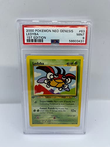 Ledyba 63/111 PSA 9 abgestufte gemeinsame Pokemon-Karte (2000 Pokemon Neo Genesis) + TitanCards® Toploader von Titan Cards