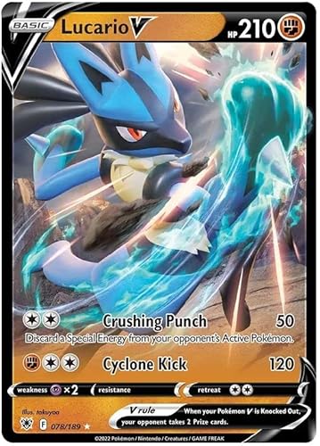 Lucario V 078/189 Ultra Rare Pokemon Karte (SWSH Astral Radiance) + TitanCards® Toploader von Titan Cards